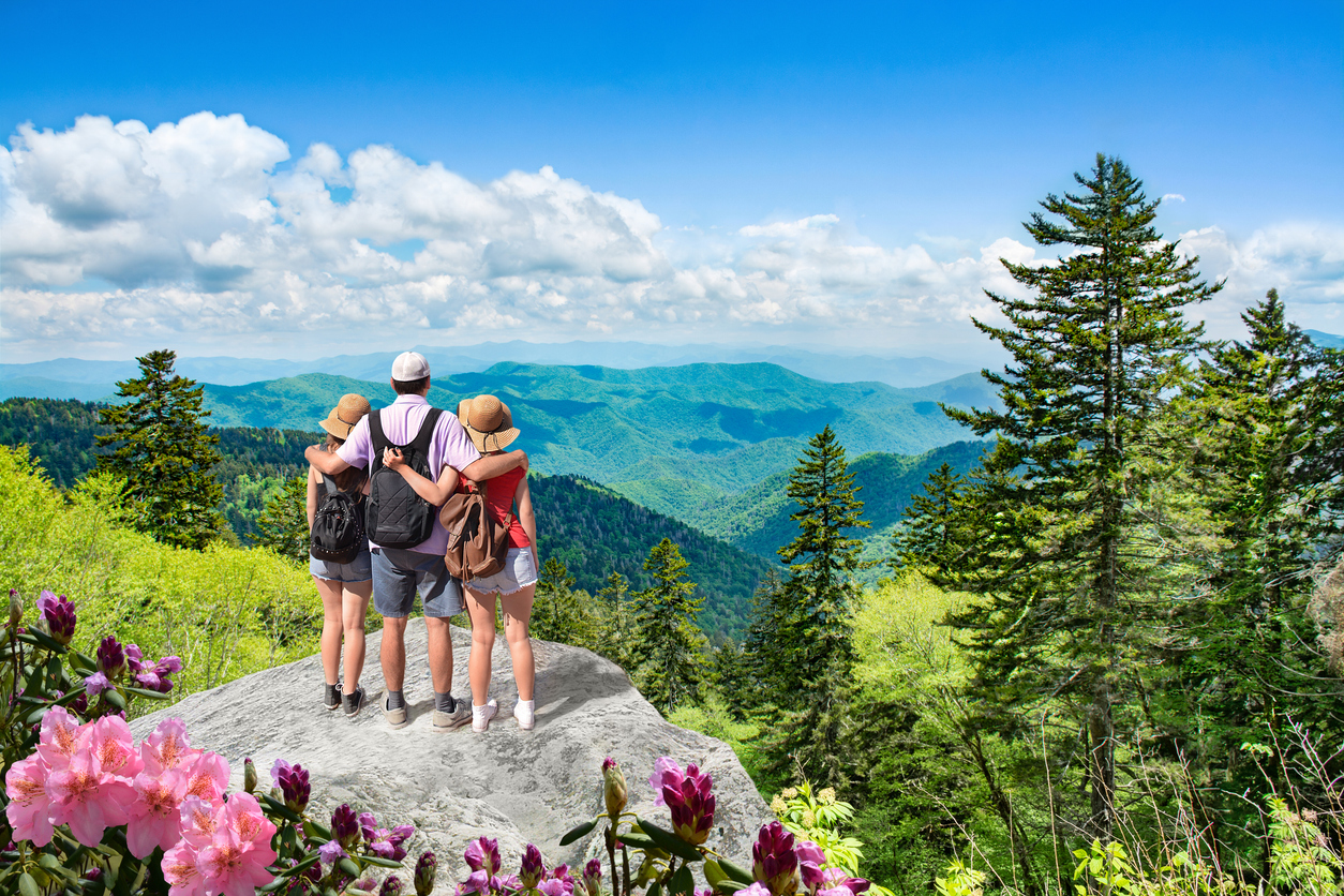 Family hiking in the Great Smoky Mountains with Dad.
