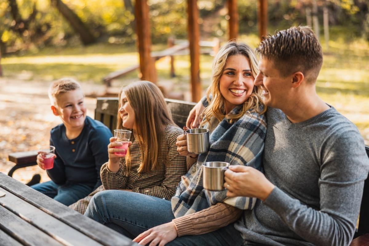 Family enjoying time outdoors in the mountains.